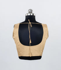 Cream Readymade Sleeveless Blended Tissue Blouse With Sweetheart Neck-RB5213
