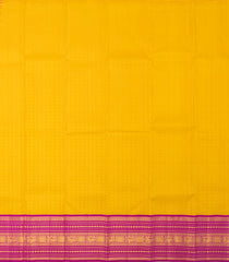 Mango Yellow Handloom Korvai Silk Pavadai & Pink Dhavani-PM2082