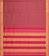 Crimson Handloom 9 Yards Kanchipuram Silk Saree With Veldhari stripes-KA15740