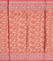 Taupe Woven Synthetic Tissue Saree With Floral Motifs & Red Border-BL4346