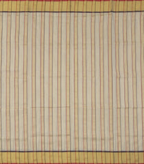 Off White Handloom Kerala Cotton Saree With Meena Stripes-KEC1065