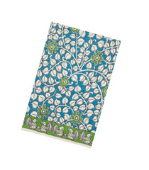 Cyan Printed Kalamkari Cotton Saree -KAL1236