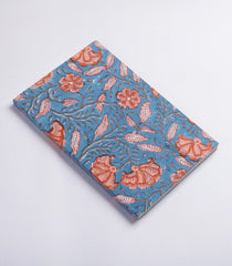 Steel Blue 9 X 6 Inch Bagru Dabu Block Printed 96 Page Handmade Notebook-ACS1006