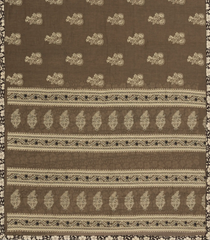 Dark Grey Woven Chirala Cotton Saree With Printed Border & Pallu-CR1368