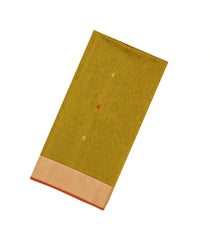 Oil Mustard Handloom Maheswari Silk Cotton Saree With Buttas-SC4151