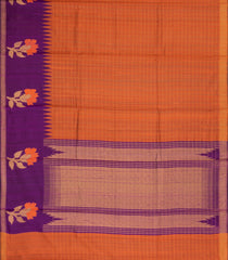 Orange Woven Tussar Silk Saree With Checks & Contrast Border-TU3244