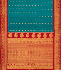 Teal Handloom Gadwal SICO Saree With Cotton Body & Silk Border-GA0369