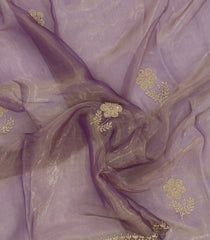 Lavender Woven Blended Organza Tissue Saree With Embroidered Motifs-EN1913