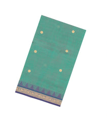 Aquamarine Handloom Silk Cotton Saree With Coin Buttas-SC3961