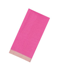 BubbleGum Pink Handwoven Bengal Cotton Saree With Beige Border-BG1503