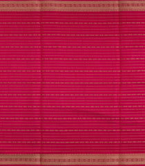 Red Printed Art Dola Silk Saree With Stripes & Floral Motifs-BL5753