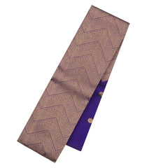 Violet Handloom Korvai Kanchipuram Rising Border Silk Saree With Vanki Stripes-KA16675