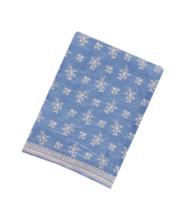 Steel Blue Woven Tissue Linen Saree With Embroidered Floral Motifs-EN1813