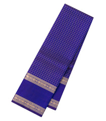 Purple Handloom Kanchipuram Silk Saree With Zari Checks-KA15123