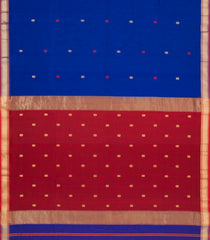 Blue Handloom Maheswari Silk Cotton Saree With Buttas-SC4144