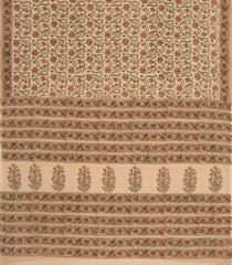 Beige Printed Jaipur Cotton Saree With Border-JC1842