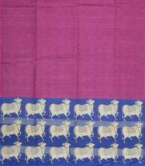 Magenta Printed Synthetic Tussar Silk Saree With Zari Checks & Contrast Pallu-SY0372