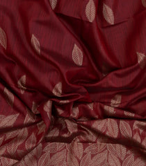 Maroon Woven Art Linen Saree With Leafy Motifs-BL5641