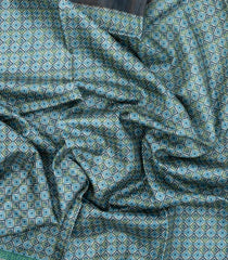 Cyan Woven Tussar Silk Saree With Printed Floral Motifs-TU3221