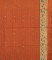 Rust Woven Art Dupion Saree With Meena Floral Border-BL5935