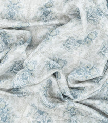 Off White Woven Synthetic Jute Saree With Printed Floral Motifs-BL4171