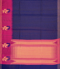 Violet Woven Tussar Silk Saree With Checks & Contrast Border-TU3247