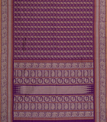 Purple Handloom Kanchi Cotton Saree With Checks & Buttas-KC1697