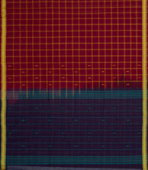 Crimson Woven Kadappa Cotton Saree With Checks-KN0759
