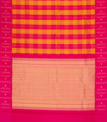 Pink & Mustard Handloom Soft Silk Saree With Stripes & Buttas-SO4278