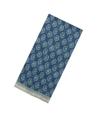 Indigo Printed Tussar Silk Saree With Floral Motifs-TU3640