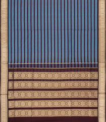 Blue & Maroon Handloom Soft Silk Cotton Saree With Veldhari Stripes-SC4538