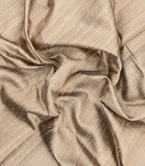 Taupe Woven Dupion Silk Saree With Dotted Stirpes & Contrast Border-DS0648