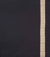 Black Woven Blended Satin Saree With Floral Zari Buttas-BL6015