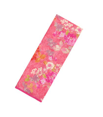 Peach Printed Pure Satin Silk Saree With Floral Motifs-PS0937