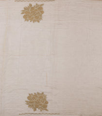 Beige Embroidered Synthetic Crushed Tissue Saree With Floral Motifs-SY0589