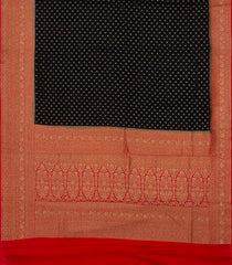 Black Handloom Banarasi Khadi Georgette Silk Saree With Floral Motifs-BE1494