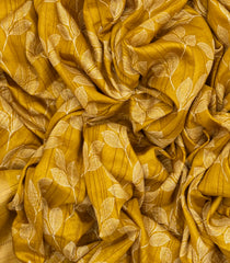 Mustard Woven Synthetic Dola Saree With Printed Floral Motifs-BL4506