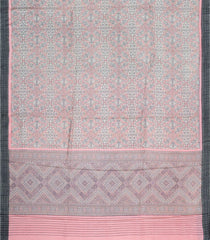 Baby Pink Printed Pure Silk Saree With Floral Motifs-PS0776