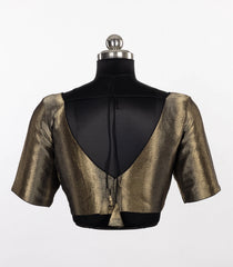 Black Metallic Tissue V-Neck Blouse-RB5273