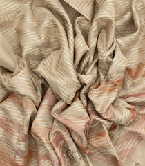 Taupe Woven Blended Tissue Saree With Embroidered Floral Motifs-BL3858