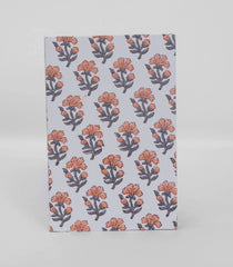 White 9 X 6 Inch Bagru Dabu Block Printed 96 Page Handmade Notebook-ACS1012