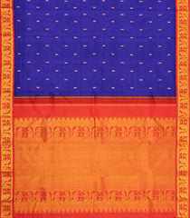 Dark Blue Handloom Korvai Kanchipuram Silk Saree With Lord Ram Motifs-KA15888