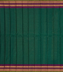 Bottle Green Handloom Gadwal Silk Cotton Saree With Buttas-GA0418