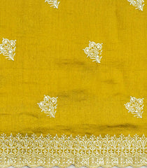 Mustard Woven Synthetic Blended Saree With Embroidered Motifs-EN2077
