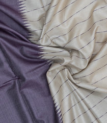 Lilac Woven Tussar Silk Saree With Stripes & Rising Border-TU3494