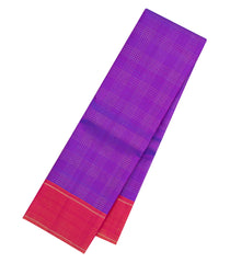 Purple Handloom Kanchipuram Silk Saree With Zari Checks-KA15228