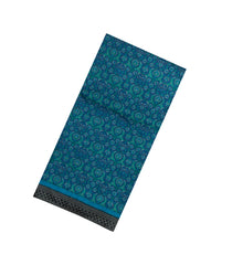 Cyan Printed Pure Silk Saree With Floral Motifs-PS0780