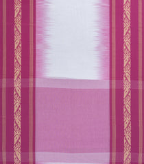White Handwoven Bengal Cotton Saree With Pink Border-BG1524