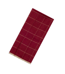 Crimson Woven Kota Silk Saree With Zari Checks-KO1058