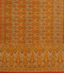 Rust Printed Crepe Silk Saree With Floral Motifs-PS0928